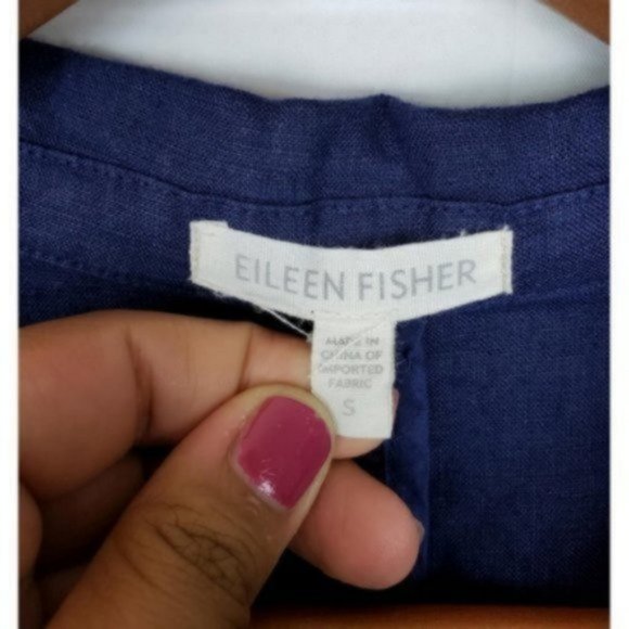 Eileen Fisher Navy Linen Cardigan Jacket - Picture 3 of 5